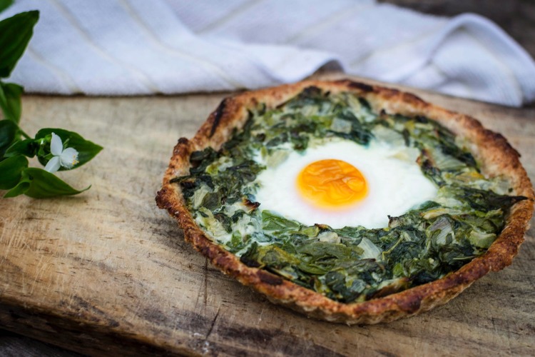 Savory Tart Recipe - Spinach and Baked Egg Tart